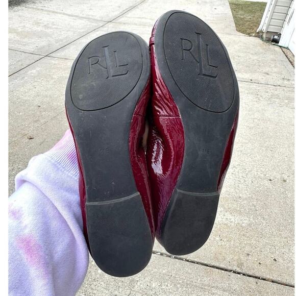 Lauren Ralph Lauren Betsy Women’s Patent Leather Ballet Flats Size 11 Berry Red - Picture 6 of 9